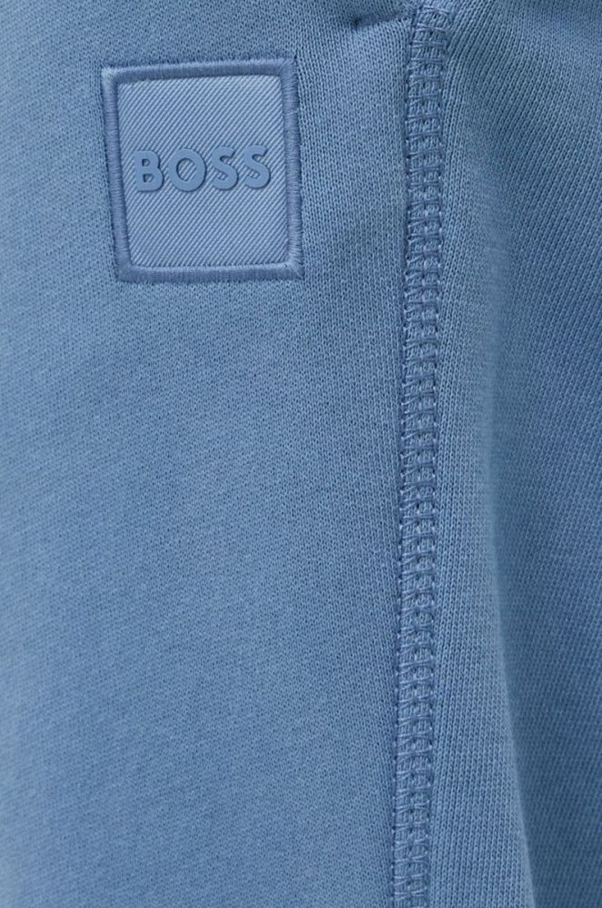Бавовняні спортивні штани BOSS BOSS CASUAL чоловічі однотонні колір блакитний (2881081) фото 4