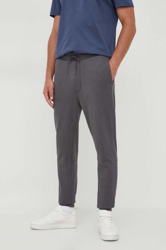 Бавовняні спортивні штани BOSS BOSS CASUAL чоловічі колір сірий однотонні (3412756)