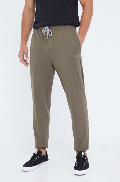 Штани лаунж BOSS колір зелений однотонні