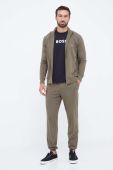 Штани лаунж BOSS колір зелений однотонні