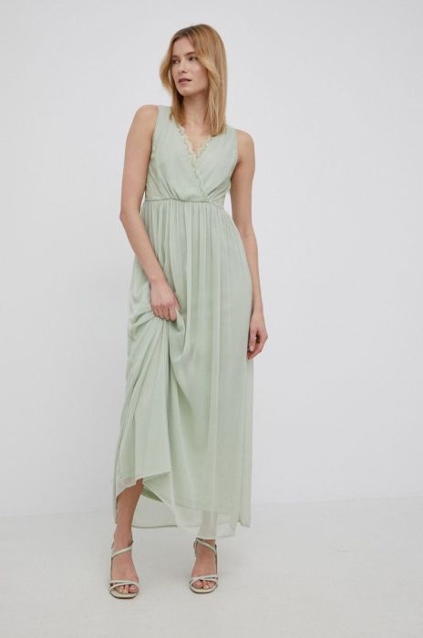 Сукня Vila колір зелений maxi розкльошена