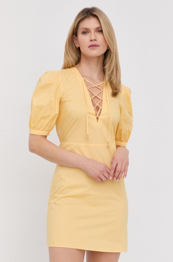 Бавовняна сукня Patrizia Pepe колір жовтий mini розкльошена (2207056)
