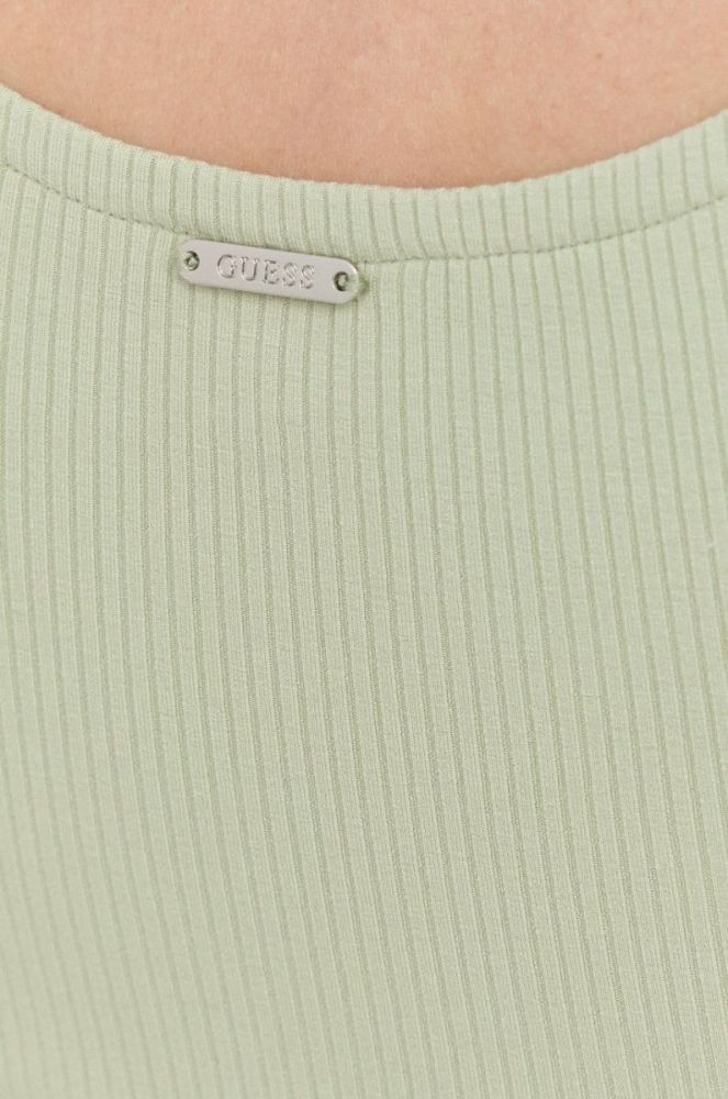 Сукня Guess колір зелений midi розкльошена фото 5