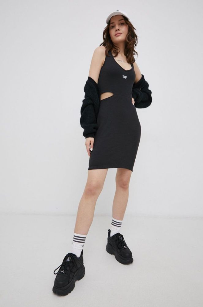 Сукня Reebok Classic H46805 колір чорний mini облягаюча фото 2