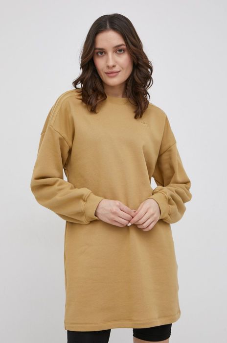 Бавовняна сукня adidas Originals Trefoil Moments HE4739 колір бежевий mini розкльошена HE4739-GOLBEI