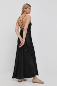Сукня з домішкою шовку Herskind колір чорний maxi розкльошена