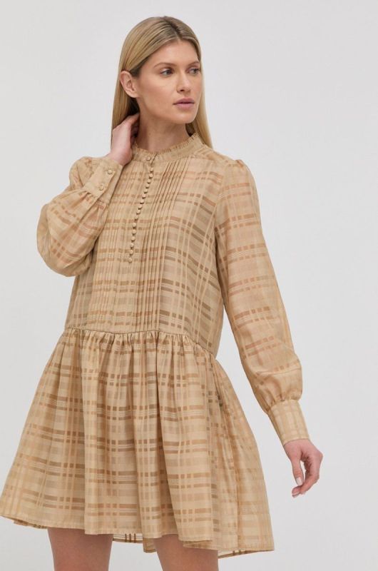 Сукня Herskind колір бежевий mini розкльошена