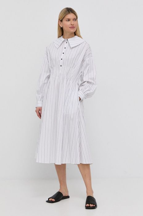 Сукня Herskind колір білий midi розкльошена