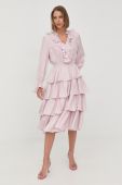 Сукня Miss Sixty колір рожевий midi розкльошена