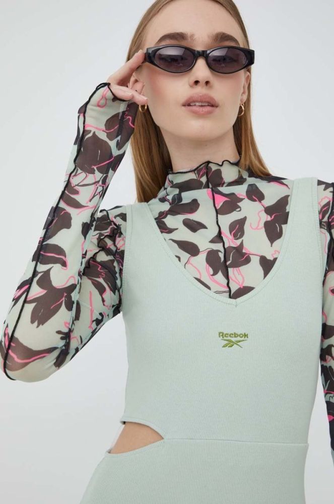 Сукня Reebok Classic H58681 колір зелений mini облягаюча фото 5