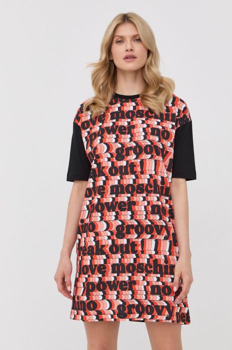 Бавовняна сукня Love Moschino колір чорний mini oversize