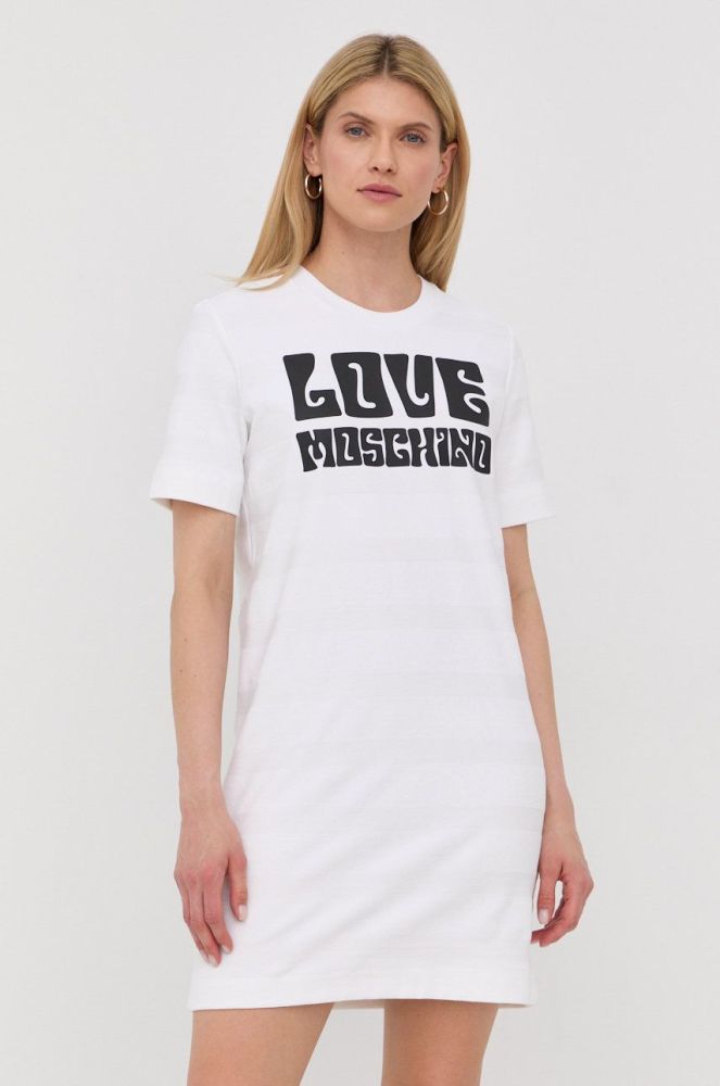 Бавовняна сукня Love Moschino колір білий mini пряма (2293113)