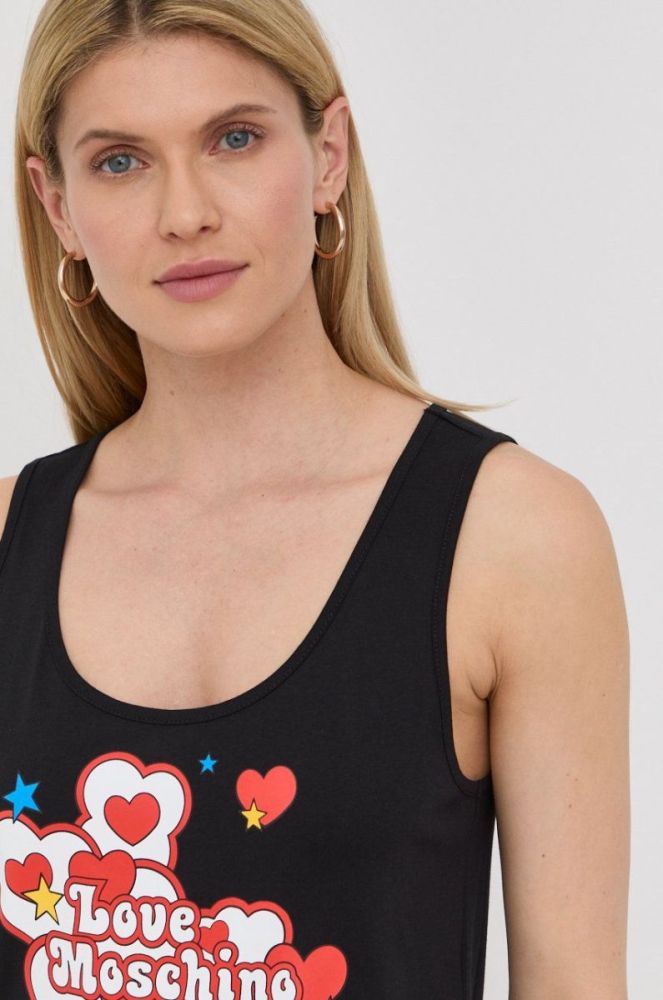 Бавовняна сукня Love Moschino колір чорний mini пряма (2293127) фото 4