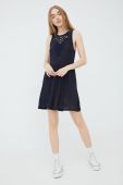 Сукня з домішкою льону Superdry колір синій mini розкльошена