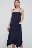Сукня Dkny колір синій midi розкльошена (2483408)