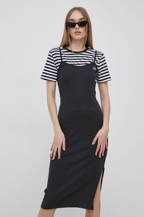 Бавовняна сукня Champion 115227 колір чорний midi облягаюча 115227-KK001