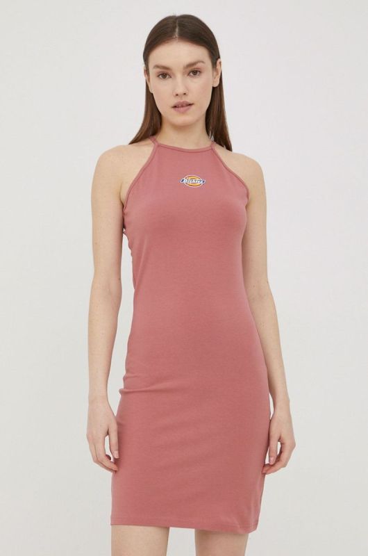 Сукня Dickies колір рожевий mini облягаюча фото 2