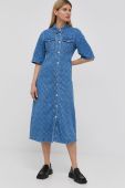 Джинсова сукня Gestuz midi розкльошена колір блакитний