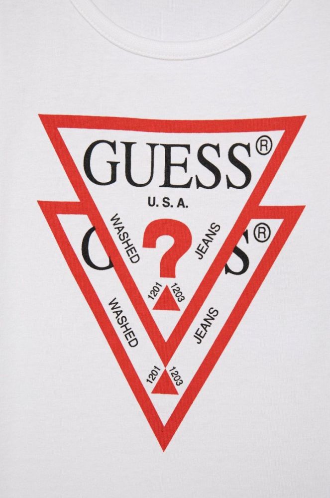 Дитяча бавовняна сукня Guess колір білий mini пряма (1941617) фото 3