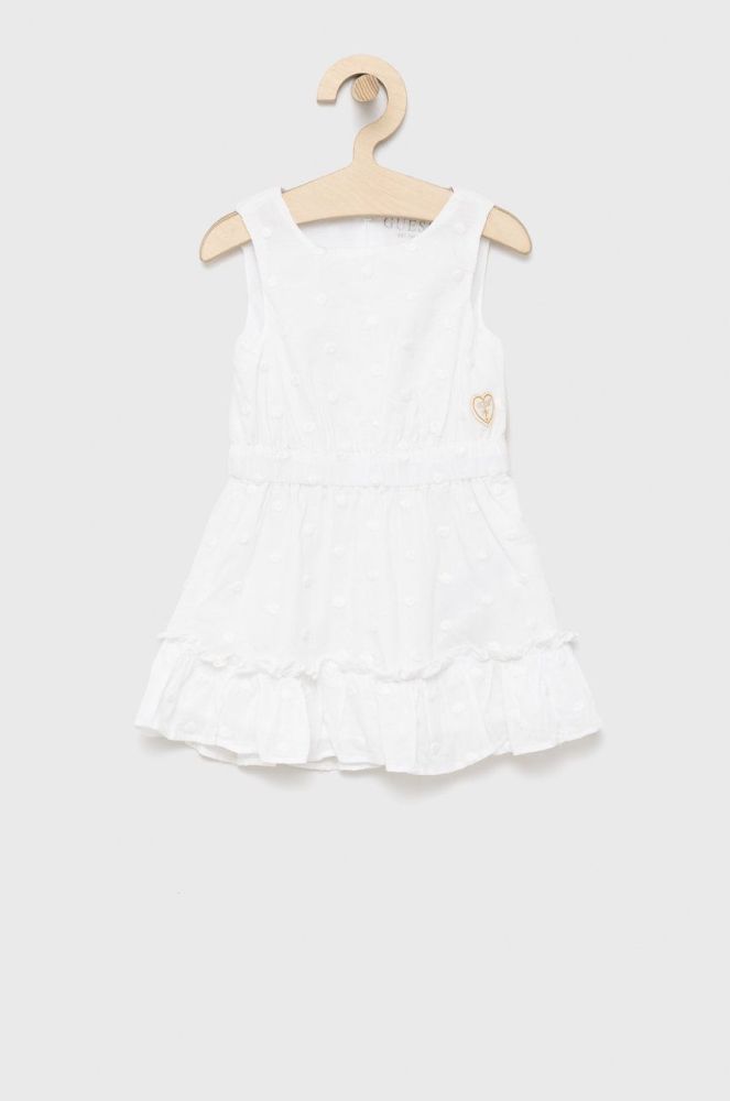 Дитяча бавовняна сукня Guess колір білий mini розкльошена (2065702)