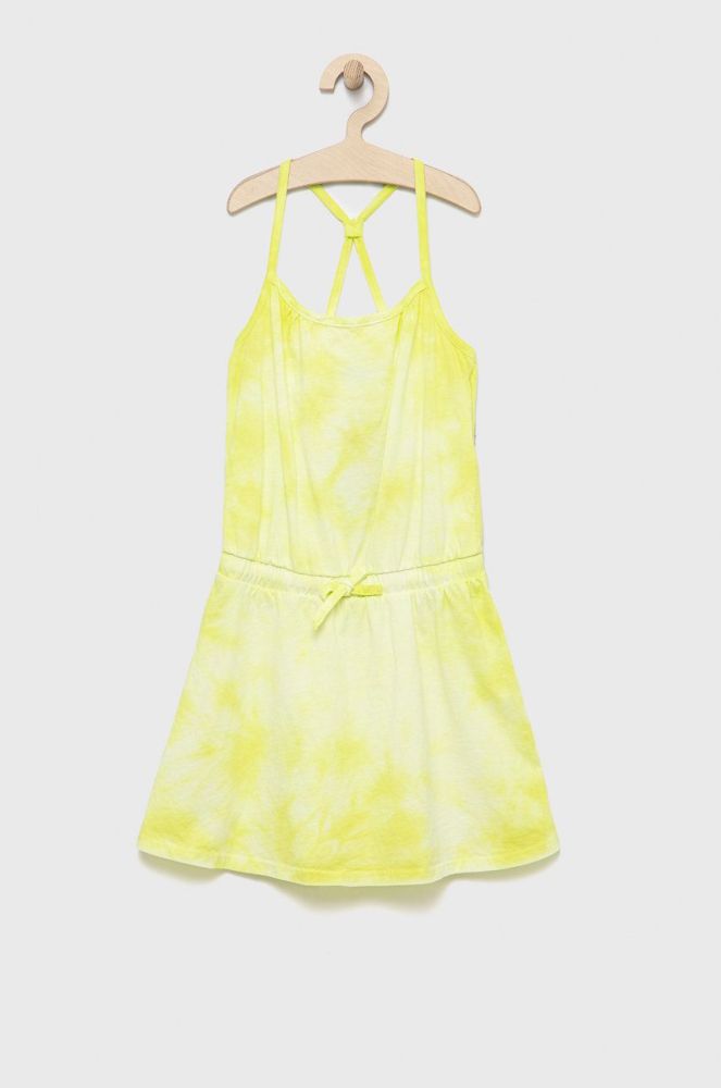 Дитяча бавовняна сукня United Colors of Benetton колір жовтий midi пряма