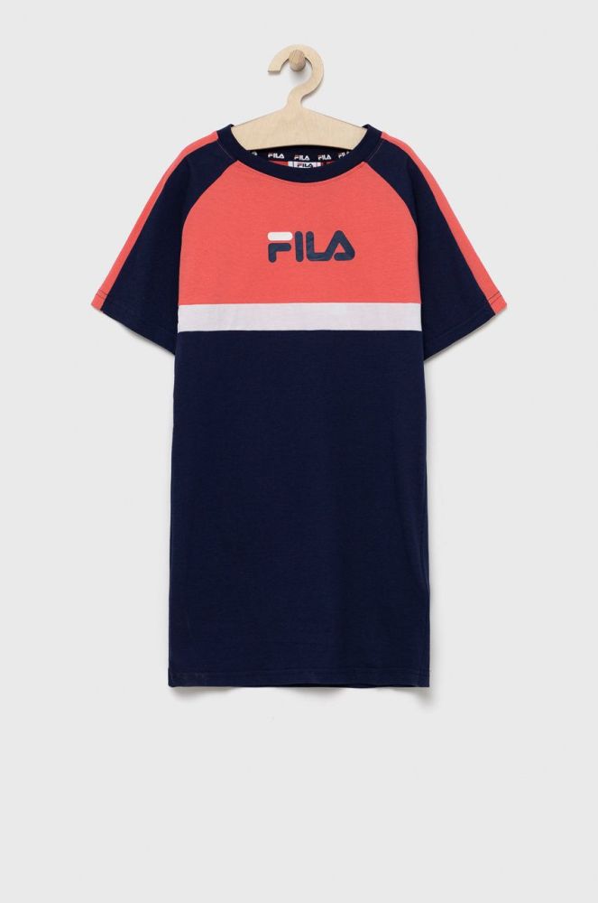 Дитяча бавовняна сукня Fila колір синій mini oversize