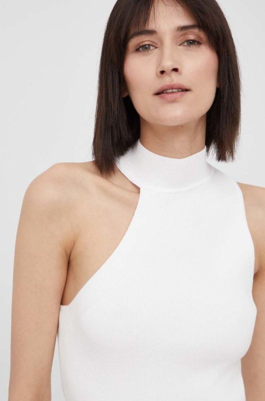 Топ Dkny жіночий колір бежевий півгольф (2339062)