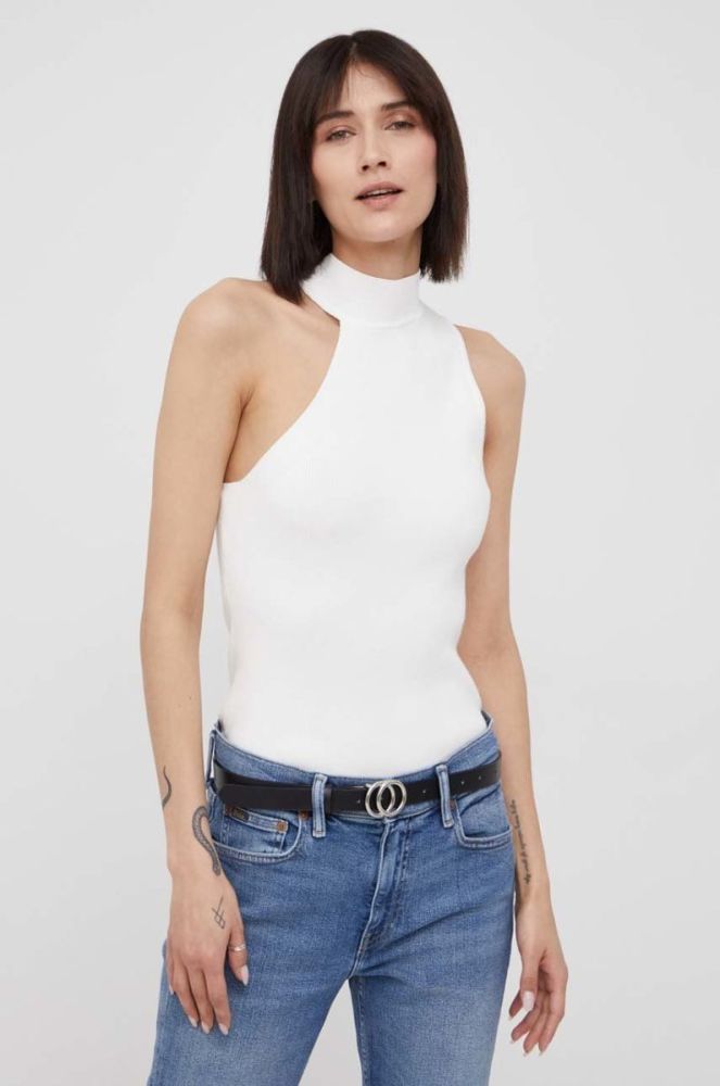 Топ Dkny жіночий колір бежевий півгольф (2339062) фото 4