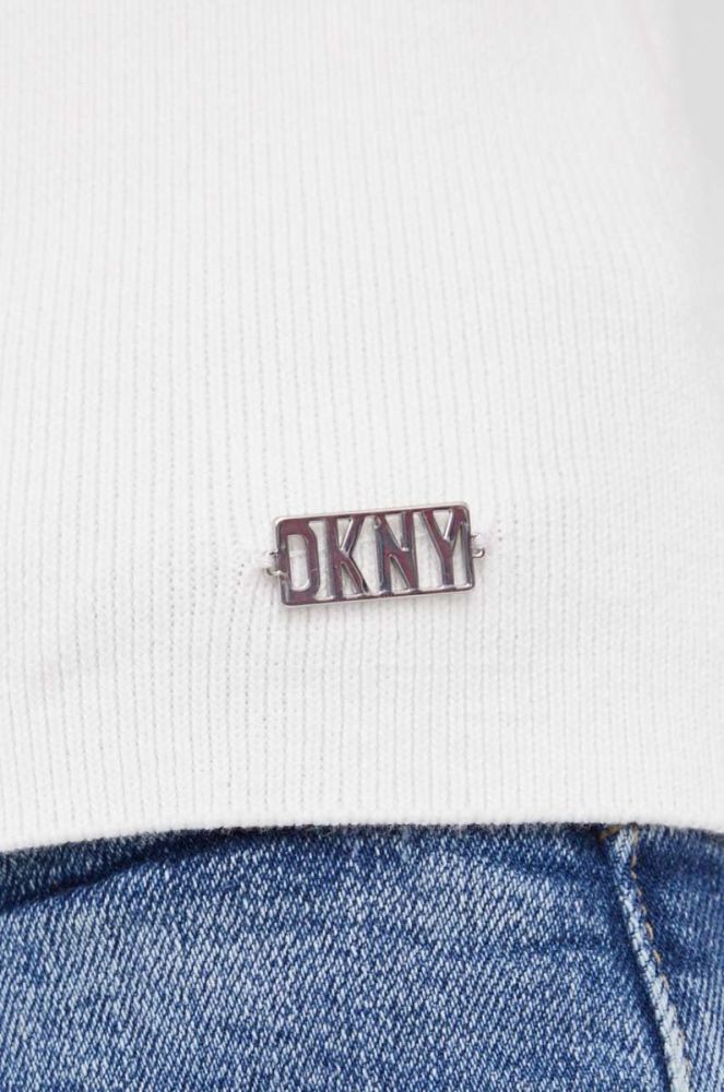 Топ Dkny жіночий колір бежевий півгольф (2339062) фото 6