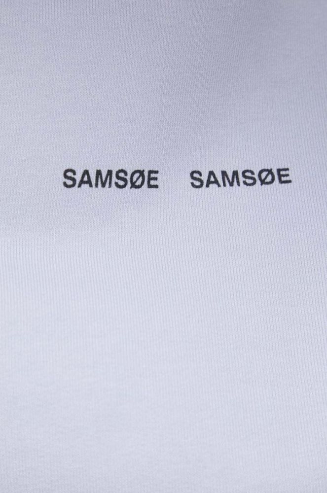 Бавовняна кофта Samsoe Samsoe чоловіча колір фіолетовий з капюшоном з принтом фото 6