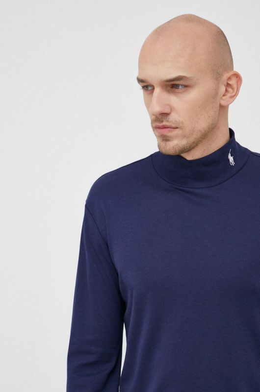 Бавовняний лонгслів Polo Ralph Lauren колір синій гладкий (2002711)