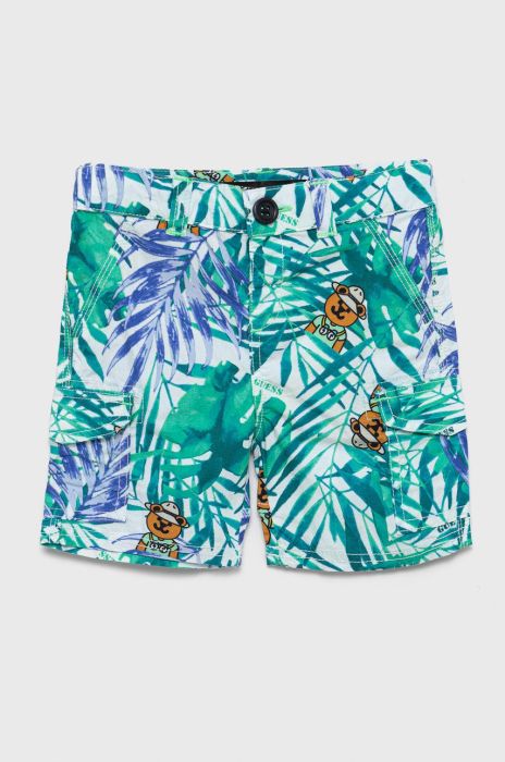 Дитячі бавовняні шорти Guess колір бірюзовий