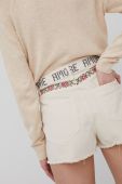 Джинсові шорти Desigual жіночі колір бежевий з аплікацією висока посадка
