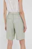 Шорти з домішкою льону Vero Moda жіночі колір зелений однотонні висока посадка