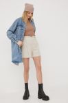 Шорти з домішкою льону Vero Moda жіночі колір бежевий однотонні висока посадка (2269234) Шорти з домішкою льону Vero Moda жіночі колір бежевий однотонні висока посадка (2269234)