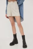 Шорти з домішкою льону Vero Moda жіночі колір бежевий однотонні висока посадка (2269234)