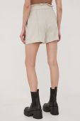 Шорти з домішкою льону Vero Moda жіночі колір бежевий однотонні висока посадка (2269234)