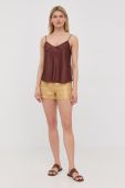 Лляні шорти Patrizia Pepe жіночі колір золотий однотонні висока посадка