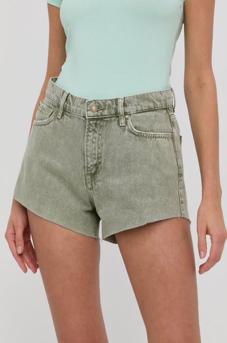 Джинсові шорти Guess жіночі колір зелений однотонні середня посадка
