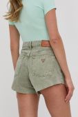 Джинсові шорти Guess жіночі колір зелений однотонні середня посадка