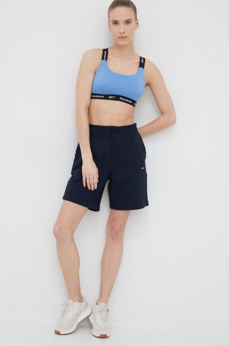 Шорти Tommy Hilfiger жіночі колір синій однотонні висока посадка (2412498)