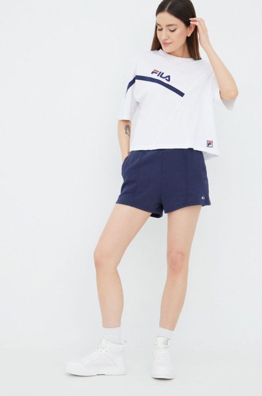 Бавовняні шорти Tommy Jeans жіночі колір синій однотонні висока посадка фото 2