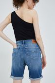 Джинсові шорти Tommy Jeans Bf0231 жіночі однотонні висока посадка колір блакитний