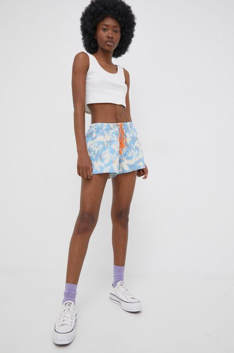 Шорти Tom Tailor жіночі візерунок висока посадка колір блакитний