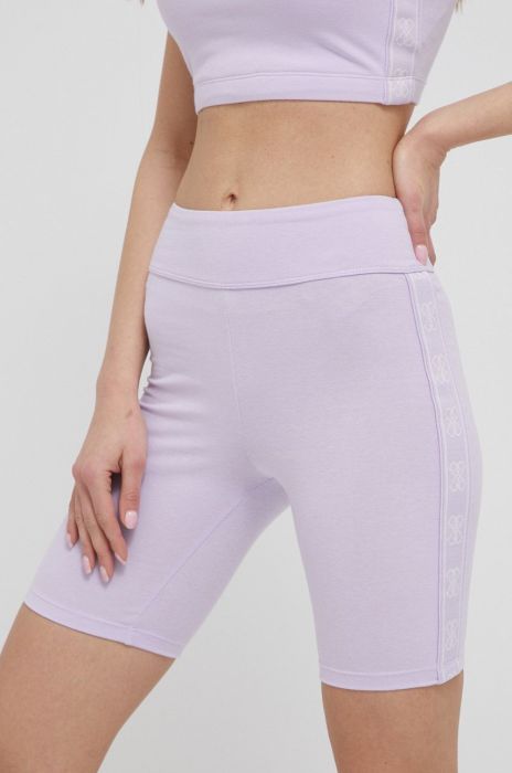 Шорти Guess жіночі колір фіолетовий з аплікацією висока посадка