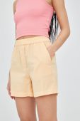 Шорти з домішкою льону Vila жіночі колір помаранчевий однотонні висока посадка