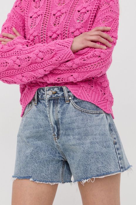 Джинсові шорти Young Poets Society жіночі однотонні висока посадка колір блакитний