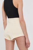 Бавовняні шорти Young Poets Society жіночі колір бежевий однотонні висока посадка