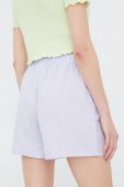 Бавовняні шорти Noisy May жіночі колір фіолетовий однотонні висока посадка