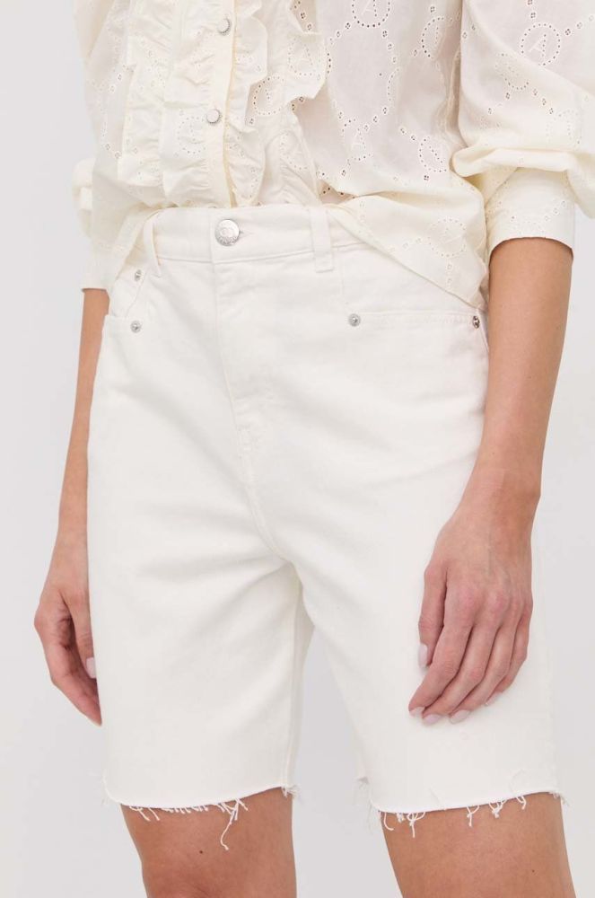 Джинсові шорти Twinset жіночі колір білий однотонні висока посадка
